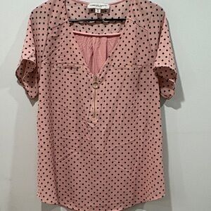 Tempted Hearts Blush and Black Dot Top